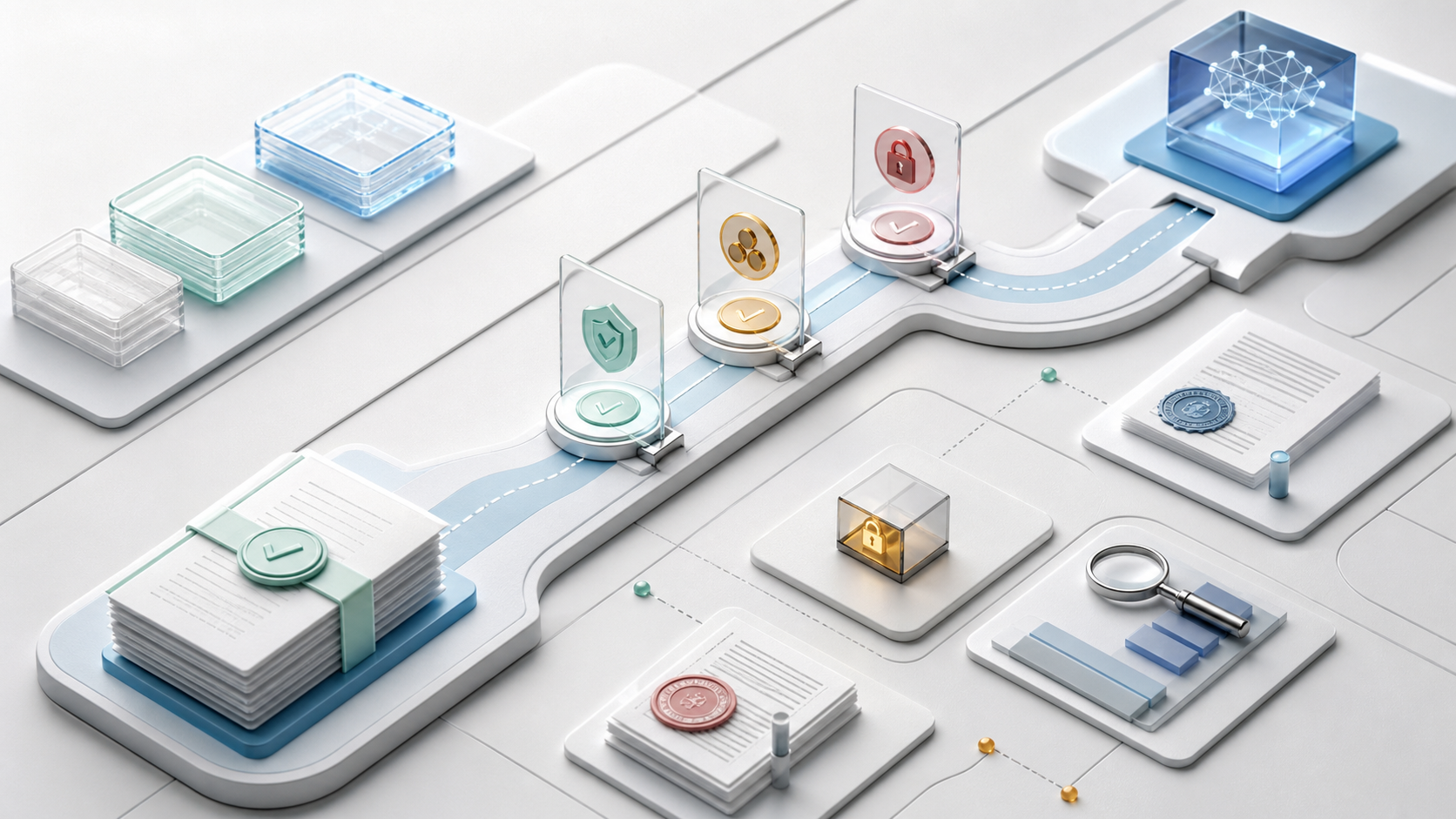 Enterprise documents and checkpoints arranged as a readiness path for AI agent adoption